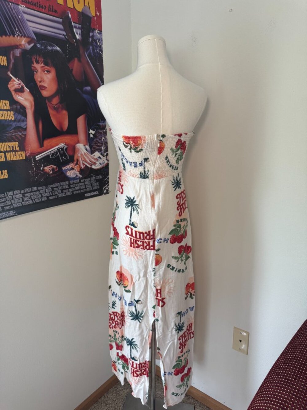 Paper Heart Midi Fresh Fruits Cream and Colorful Dress with Back Slit - Picture 3 of 13
